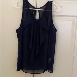 Transparent navy blue sleeveless blouse